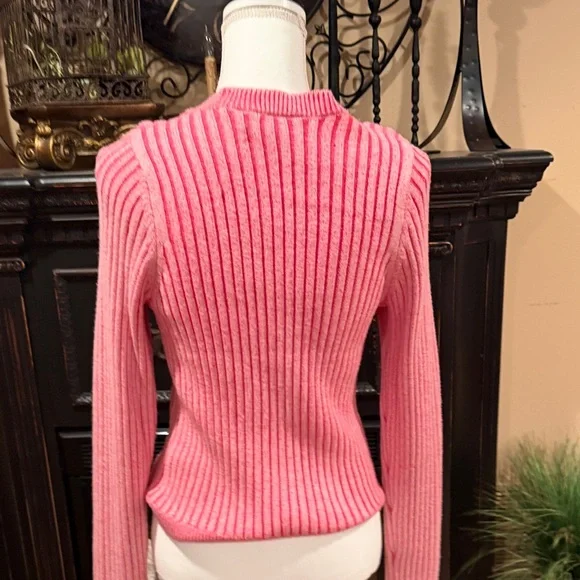 Chic Pink Cutout Sweater - Picture 3 of 3